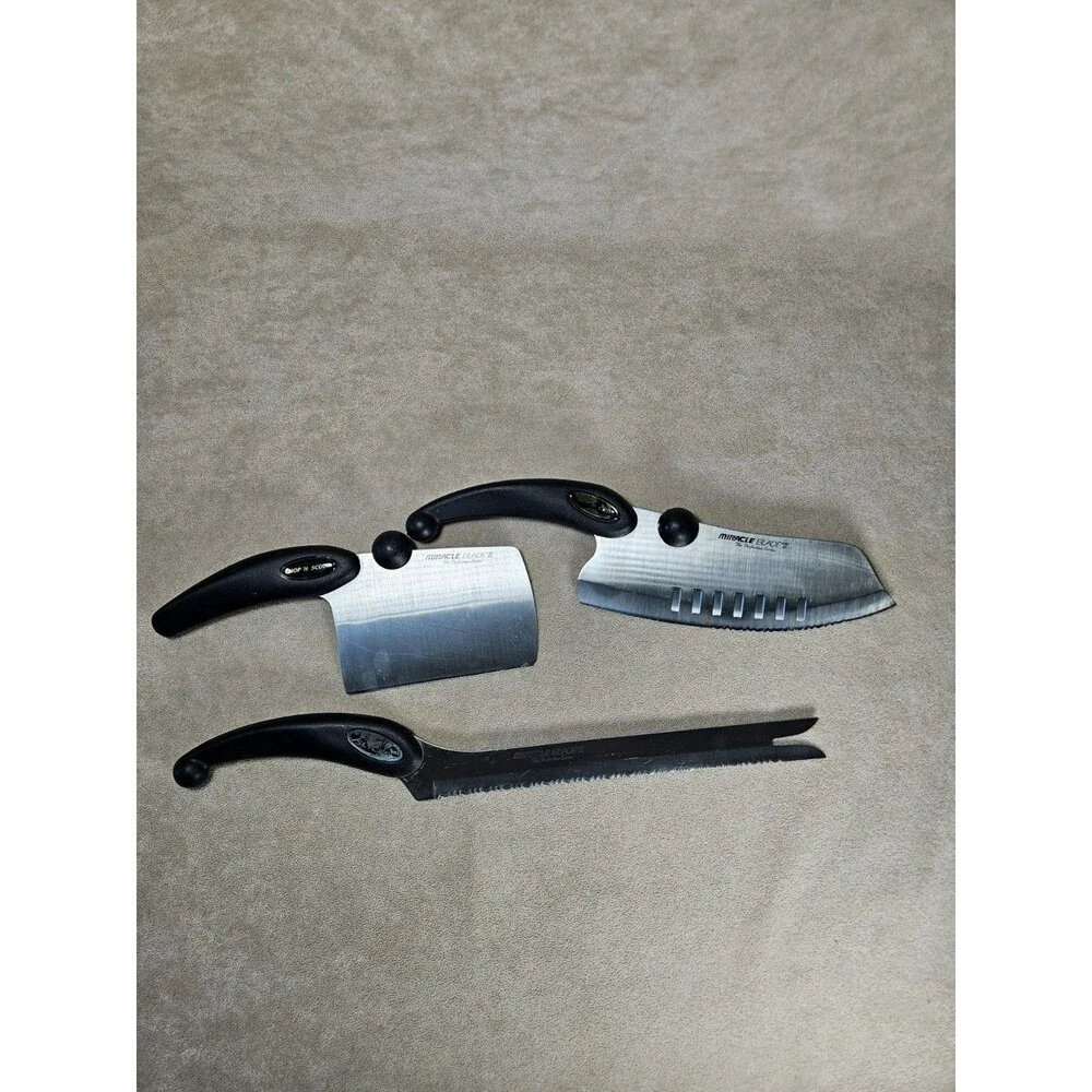 Miracle Blade III Knife Set of 3 Perfection Series Stainless Steel Rock And Chop